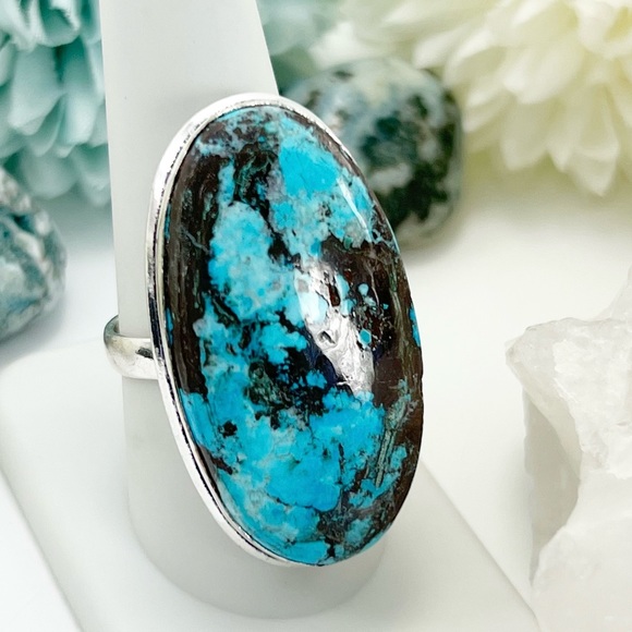 Jewelry - Chunky Turquoise Ring Size 8.5 Antique Vintage Style New Sterling Silver 925